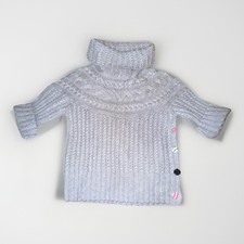 Matilda Jane Chunky Cable Knit Sweater Gray Girls Sz 14 Turtleneck Buttons