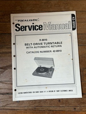 ORIGINAL Realistic R-8010 DIRECT DRIVE RECORD TURNTABLE Service Manual JAPAN