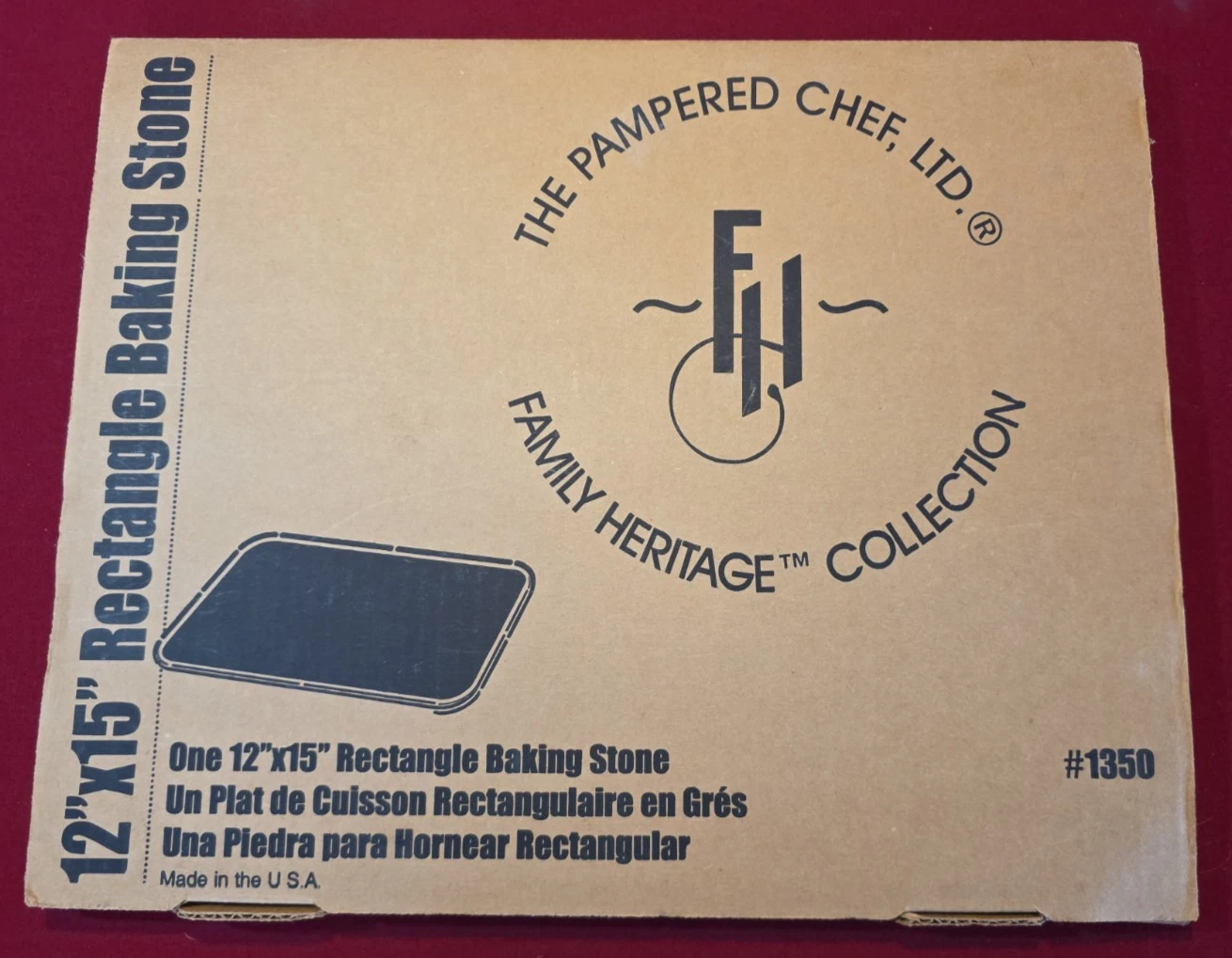 Pampered Chef 12 x 15 Stoneware Rectangular Baking Stone #1350 Pizza Cookie NIB