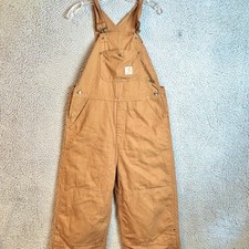 Carhartt Womens Quilted Lined Canvas Side Zip Double Knee Overall Bibs Sz 13x26
