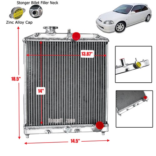 Aluminum Radiator For 92-00 Honda Civic EG EK Del Sol Integra B16 B18 ...