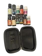 11 USED Essential Oils Lot Bottle Partials W/Travel Case Pranarom Better Homes