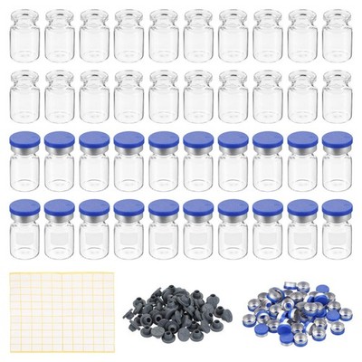 PATIKIL 5ml Sample Vials, 100 Pack Lab Empty Vials with Butyl Rubber Stopper ...