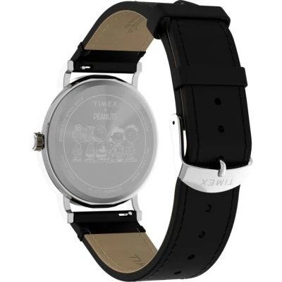 Uhr TIMEX WEEKENDER PEANUTS TW2Y31000 Leder Schwarz Weisse NEU Snoopy - Bild 2 von 4
