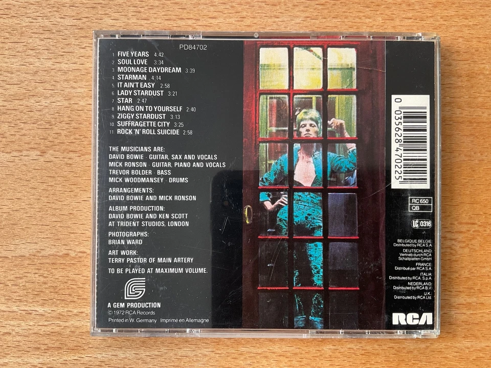 CD David Bowie - Ziggy Stardust … 1st Press RCA PD84702, Made in Germany sgut vg - Bild 2 von 4