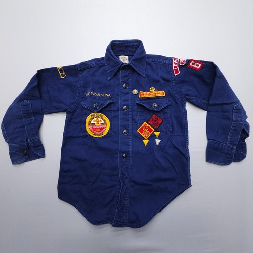 True Vintage Boy Scouts Of America Sanforized Uniform Shirt Boys 11 Rare Patches