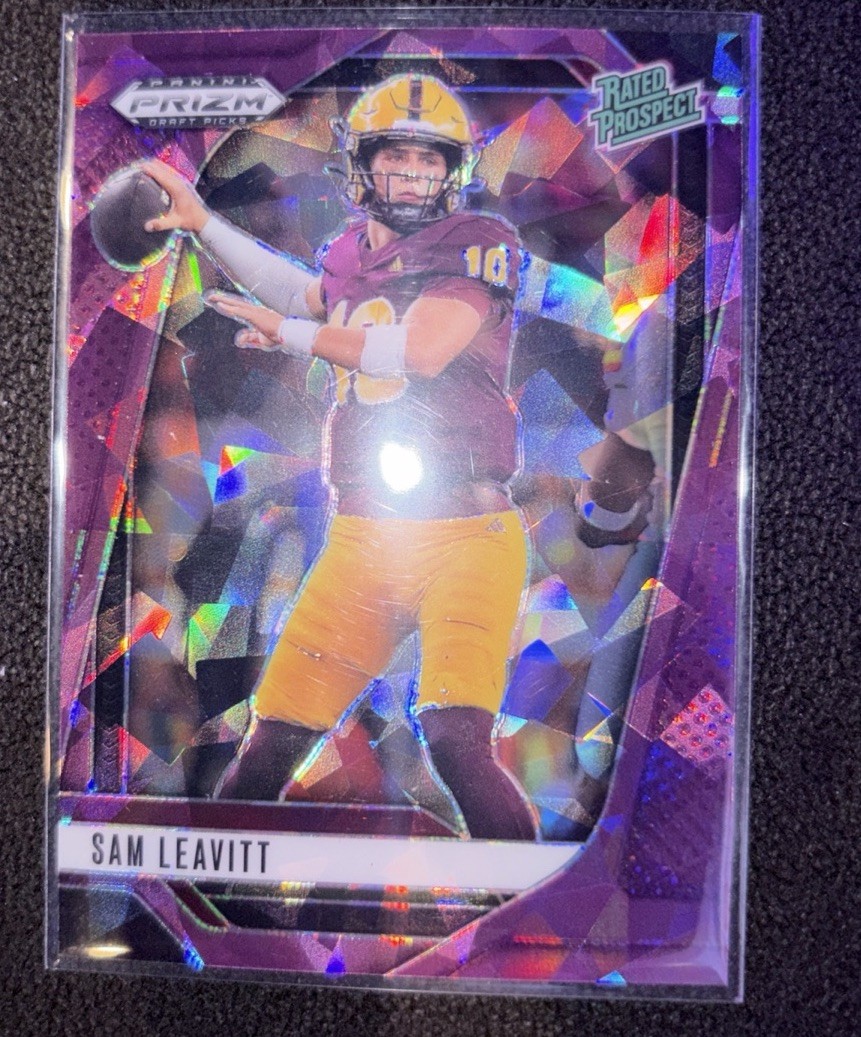 2025 Panini Prizm Draft Picks Sam Leavitt Purple Ice Rated Prospect #'d 133/199