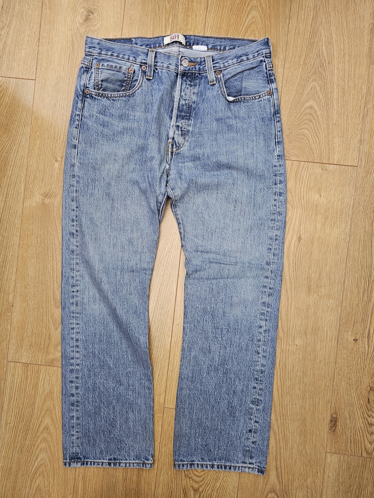 Levi’s 501 Straight Leg Denim Blue Jeans W34 L30 Y2K 2009 Mens Button Fly image 4