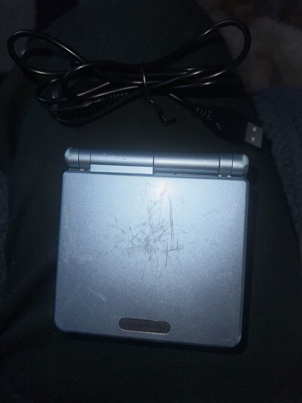 Nintendo Game Boy Advance SP Pearl Blue Handheld System With Charger Lead