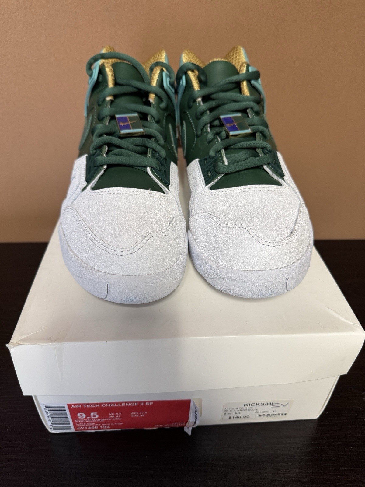 Nike Air Tech Challenge Ii Sp Wimbledon White Green Size 9.5 New 621358-133 2014