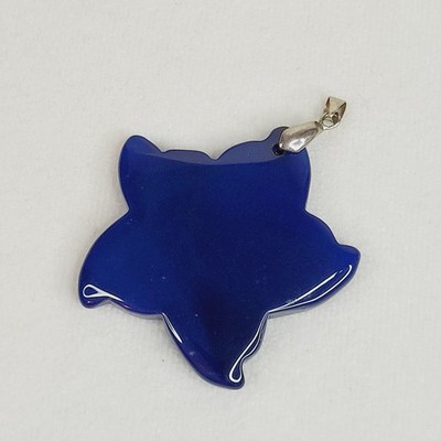 Cobalt Blue Glass Starfish Star Pendant Silver Tone Bale 2.5'' Ocean Sea Life Sky