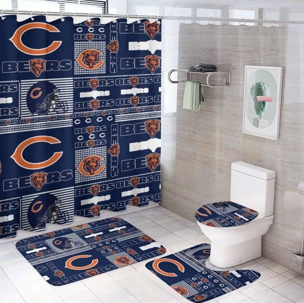 Chicago Football Bathroom Set, Shower Curtain Set