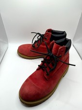 Timberland 6578R Boys 3 Us Red Leather Ankle Round Toe Lace Up Hiking Boots