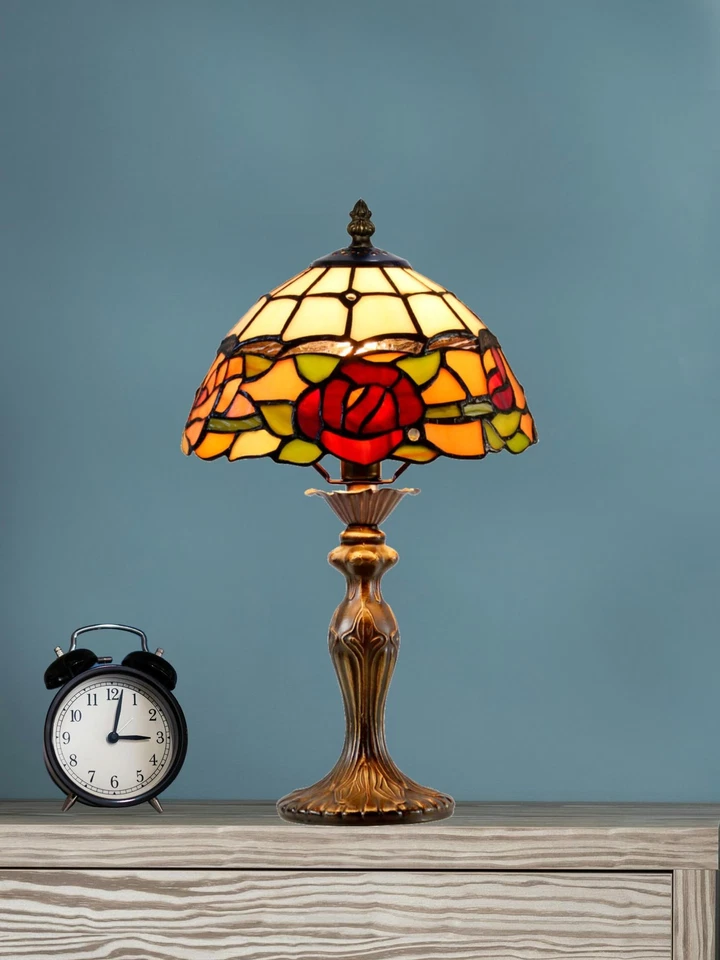 TA24005 Innsdale Rose Handmade Tiffany Accent Lamp Antique Bronze Finish 15.2... - Image 2 of 4