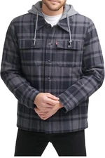 Levi's Men's Plaid Sherpa Lined Hooded Shirt Jacket Size S