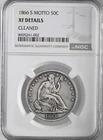 1866-S 50C LIBERTY SEATED HALF DOLLAR MOTTO NGC XF DETAILS CLEANED #8405241-002