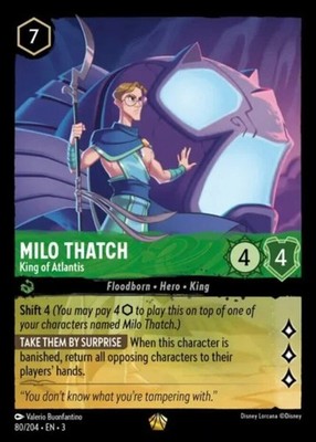 x1 Milo Thatch - King of Atlantis - 80/204 - Legendary Lorcana DLC03 Into the In