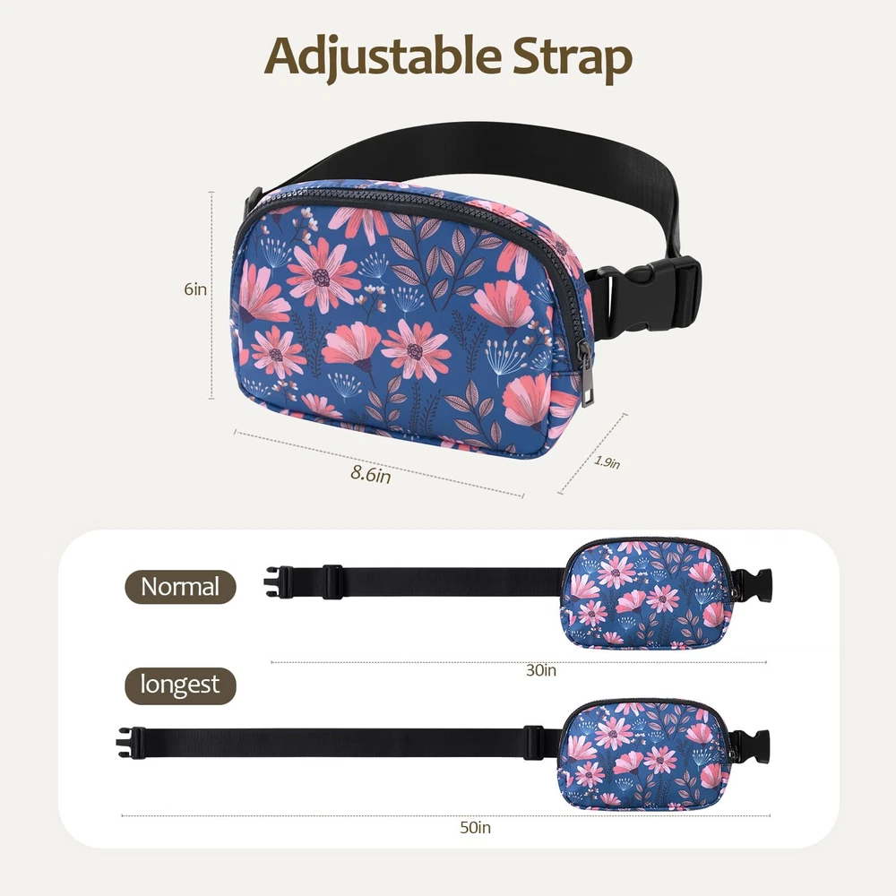 Unisex Belt Bag Floral Fanny Pack for Women Men with Adjustable Strap Small W...
