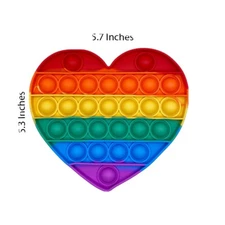 2PC Popit Fidget Toy Heart Push Bubble Sensory Stress Relief Kids Family Rainbow