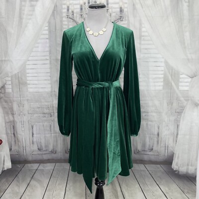 green emerald velvet dress Andie Velvet Drop Waist Skater Dress main image 1