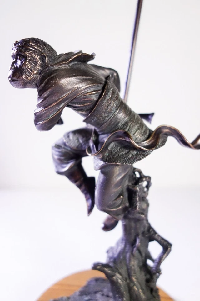 Rare China Famous Myth Bronze Monkey King Sun Wukong Statue Sculpture - Image 3 of 4