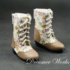 1/4MSD 1/3SD BJD Shoes Doll Spliced Leather Boots Lace-up Yellow Flowers Female