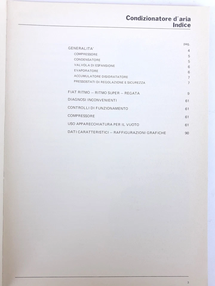 Manuale di Assistenza Tecnica Condizionatore d'aria Fiat Nuova Ritmo e Regata - Immagine 3 di 4