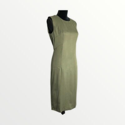 Milly Olive Green Seamed Shift Dress Made in USA Women s 6 Career Sheath Modest