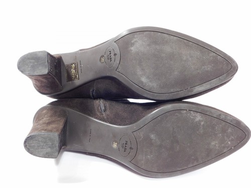 AUTENTICI Stivaletti Prada donna marrone pelle scamosciata cerniera laterale taglia 38,5 - Foto 10 di 11