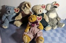 Lot 5 TY Collectible Bears Attic Treasures Dexter 6009 Bluebeary Abby 6027 6038