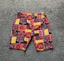 Vintage 90s Womens Shorts Size 20W Abstract Geometric Colorful Biker Cotton