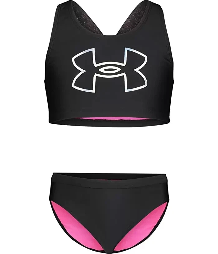 Under Armour L125707 Kids Black Racer Bikini Two Piece Swim Set