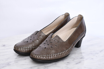SAS Sonyo Pumps Moc Toe Lazer Cut Block Heel Comfort Shoes Sz 6 Patent Leather
