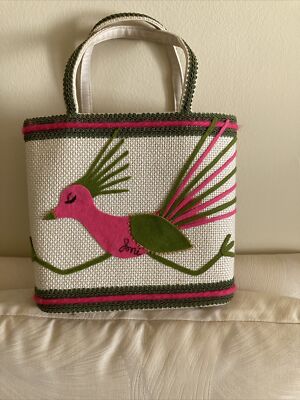 Vintage Woven Straw  Handbag colorful Made in Italy made expressly for!