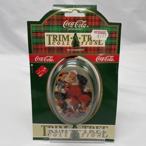 Vintage 1991 Coca-Cola Trim A Tree Collection Metal Tin Santa Claus Ornament