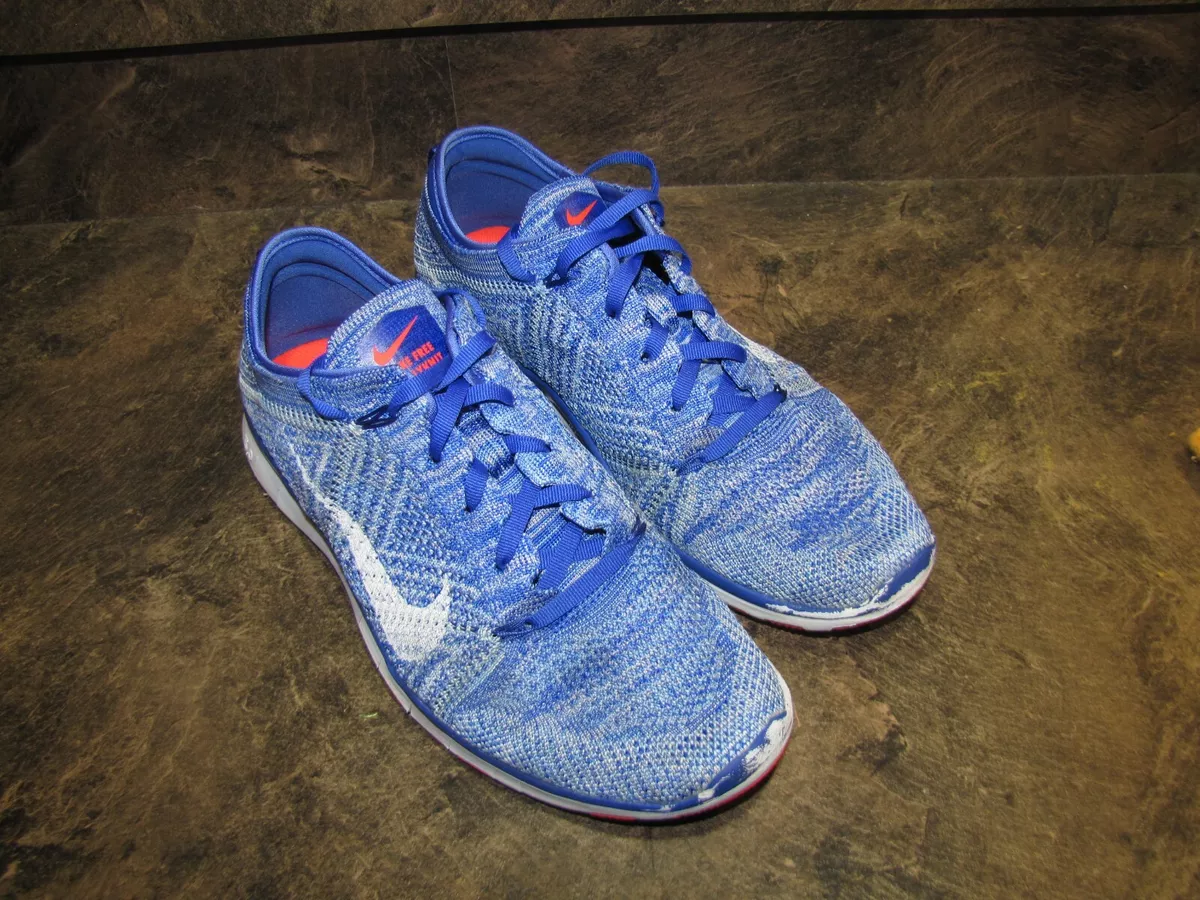 NIKE FREE TR FLYKNIT BLUE WOMENS 9.5 NICE USED V CLEAN SNEAKERS