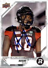 Avery Ellis Signed 2019 Upper Deck CFL Football card Ottawa Redblacks