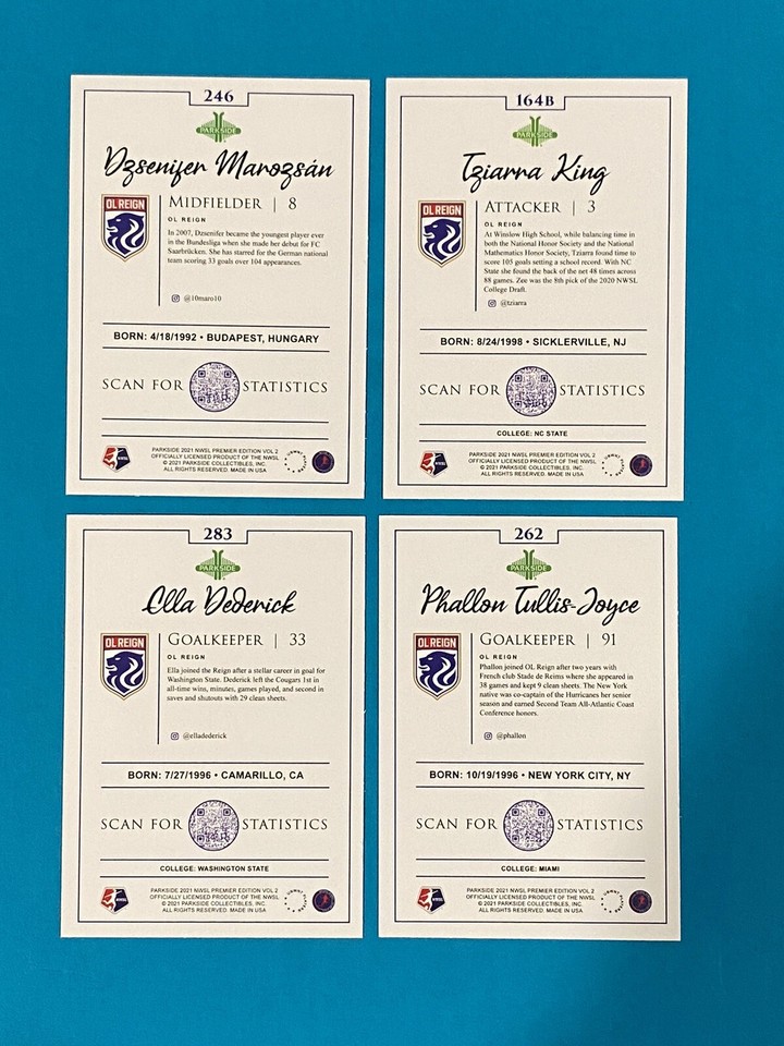 2021 Parkside OL Reign 4 card NWSL women’s soccer team lot | eBay