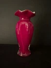 Vintage Fenton Ruby Cased Art Vase Hand Blown Glass White Interior, Beautiful!