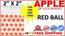 2" x 2" Apple baggies 2020 mini zipper bags PRINTED DESIGN RED BALL Pick Qty