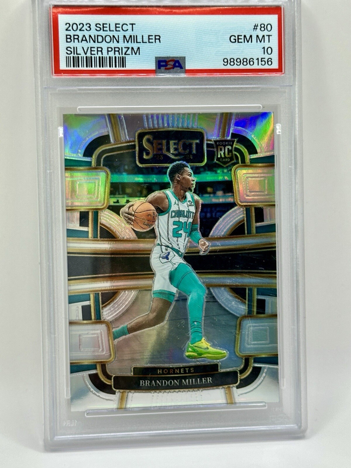 2023 Select Brandon Miller Silver Prizm RC PSA 10 Hornets #80