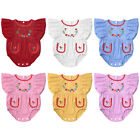 Baby Girls Romper Round Collar Bodysuit Clothes Jumpsuit Ruffled Sleeves Cute