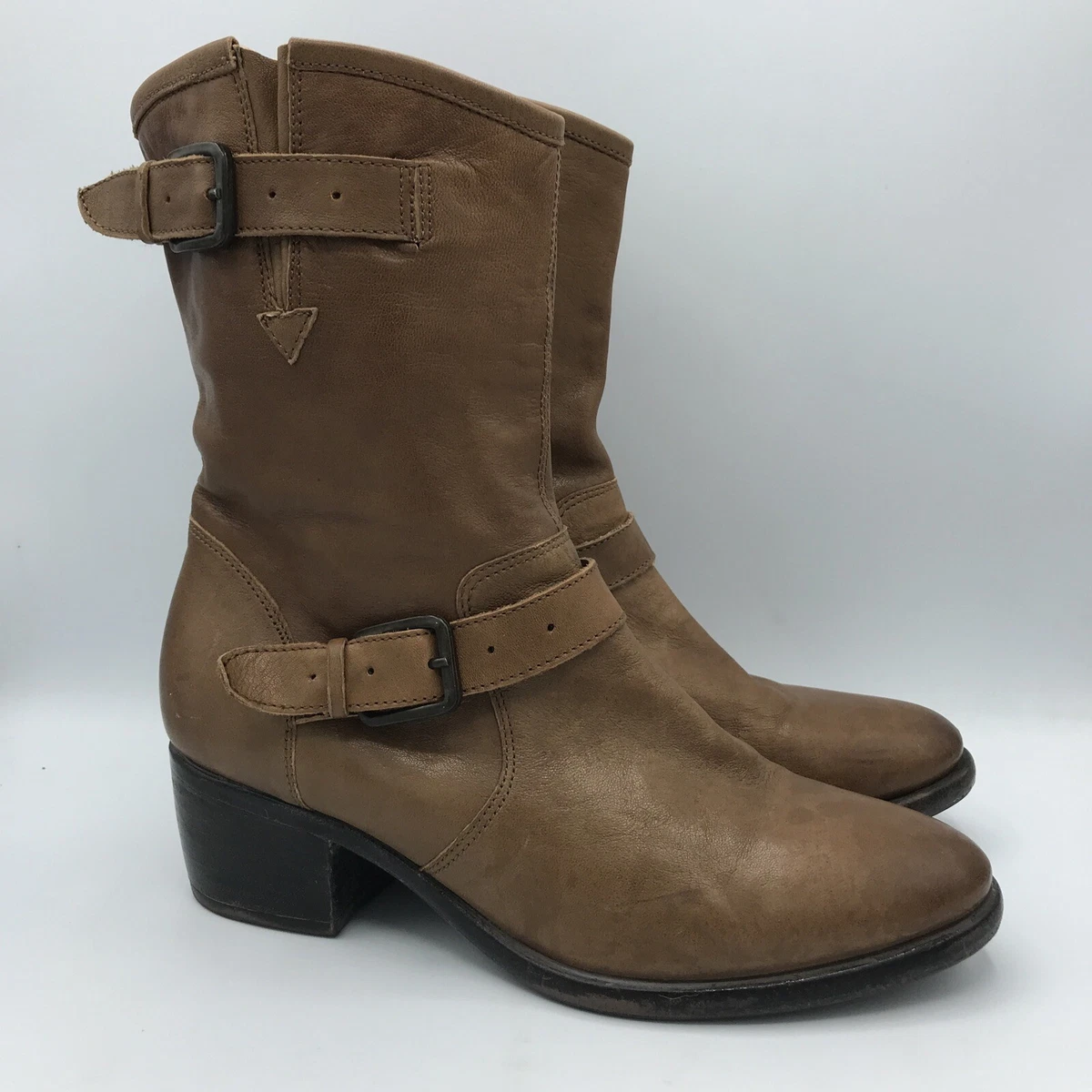 UGG Collection Italy Conchetta Brown Leather Mid Boots 8.5 Double