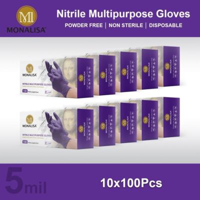 MONALISA Purple 5 mil Nitrile Gloves (Latex/Powder Free) Size: M 1000 Pcs