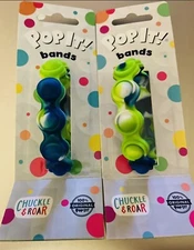 Set Of 2 Chuckle & Roar Pop It Bands Blue & Green  STOCKING STUFFER!