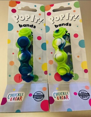 Set Of 2 Chuckle & Roar Pop It Bands Blue & Green  STOCKING STUFFER!
