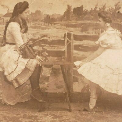 Teeter Totter French Ballet Ballerina Exercise Portrait Photo Dancer Stereoview
