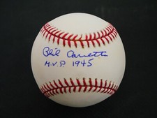 PHIL CAVARRETTA SIGNED BASEBALL WITH M.V.P. 1945 INSCRIPTION JSA COA *B1078