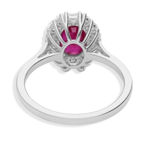 2.37 Tcw Natural SI/H Diamond Ruby Gemstone Ring 18k White Gold Birthday Gift - Picture 5 of 7