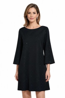 MEIMEIJ Kleid Damen Punto Milano Schwarz M5FC03 | Strass Ton In Ton